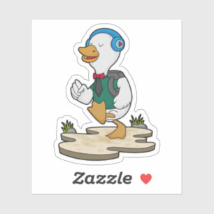Sticker Canard comme randonneur avec sac à dos