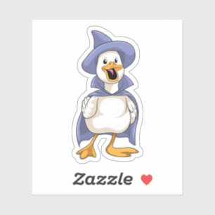 Sticker Canard comme sorcière avec Casquette