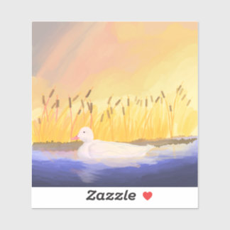 Sticker Canard dans l'étang au coucher du soleil