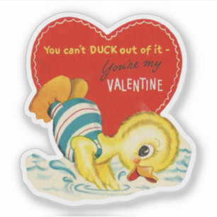 Sticker Canard de natation de la Saint-Valentin Rétro Vint