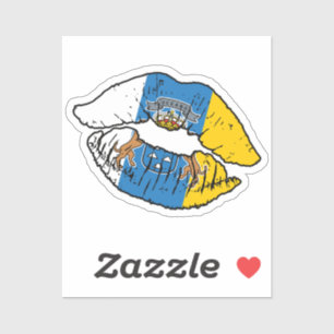 Sticker Canaries Canaries Canarian Lipstick Love Drapeau