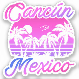 Sticker Cancun Mexique Palm Trees Retro Voyage Souvenirs