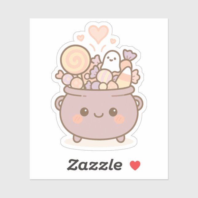 Sticker Candy Cauldron au sourire mignon (Feuille)