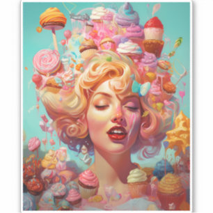 Sticker Candy Ice Cream Girl Surreal Imaginaire Art