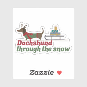 Sticker Canon de Noël : Dachshund à travers la neige
