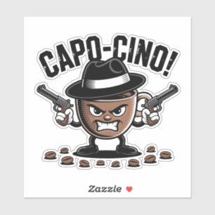 Sticker Capo-cino ! Gangster au café à double pistolet