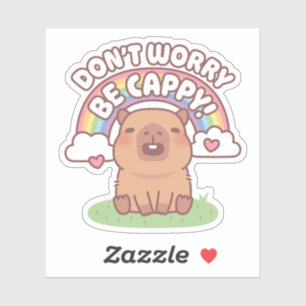 Sticker Capybara Mignon Avec Arc-en-Ciel Ne T'inquiète Pas