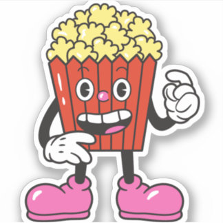 Sticker Caractère de dessin drôle Popcorn