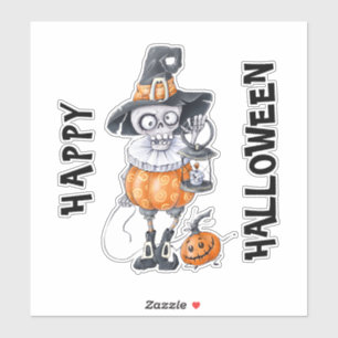 Sticker Caractère d'Halloween effrayant avec texte personn