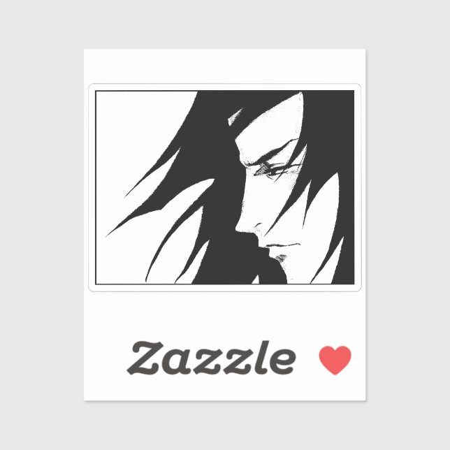 Sticker Caractère Manga Anime noir et blanc (Feuille)