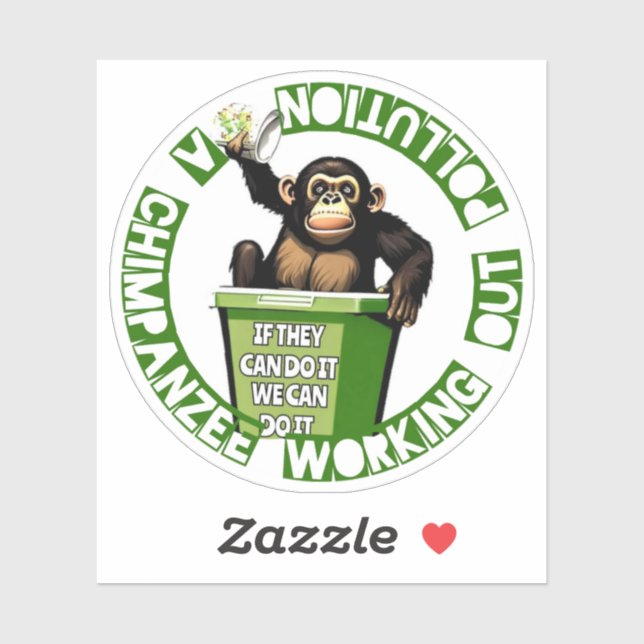 Sticker Caractères animaux - Un Chimpanzé (Feuille)