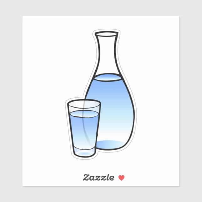 Sticker Carafe d'eau avec un verre d'eau (Feuille)