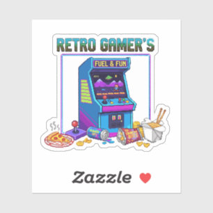 Sticker Carburant et amusant Retro Gamer   Arcade d'art Pi