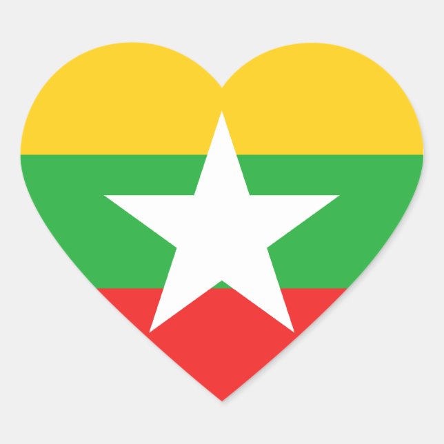 Sticker cardiaque du drapeau du Myanmar (Devant)