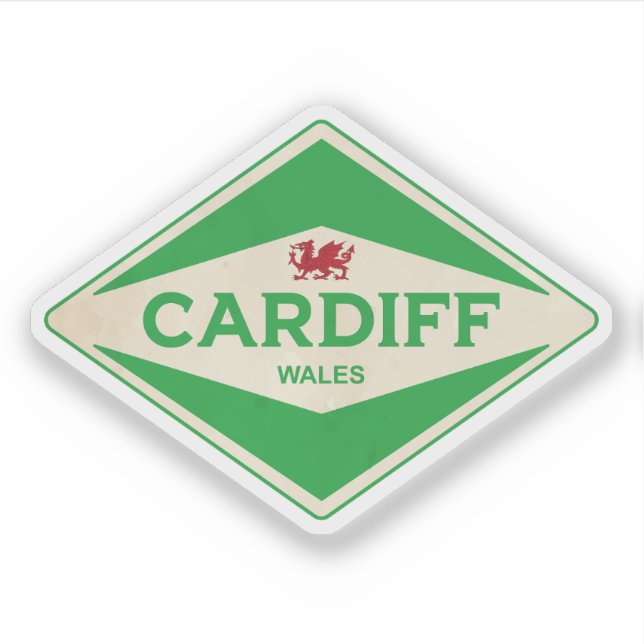 Sticker Cardiff Wales Vintage (Devant)