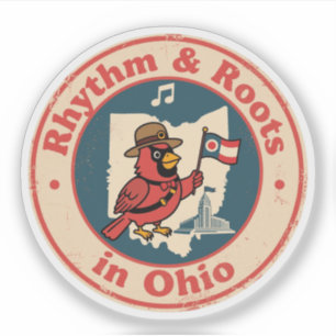 Sticker Cardinal fière du Midwest avec le drapeau de l'Ohi