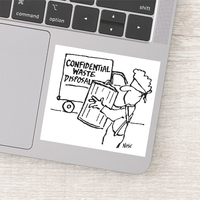 Sticker Caricature confidentielle sur l'élimination des dé (Détail)