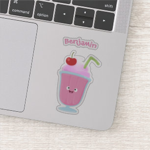 Sticker Caricature de crème glacée de fraise mignonne