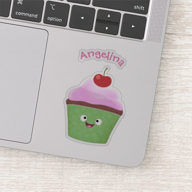 Sticker Caricature de cupcake joyeux (Détail)