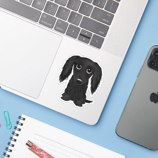 Sticker Caricature de Dachshund noir mignon