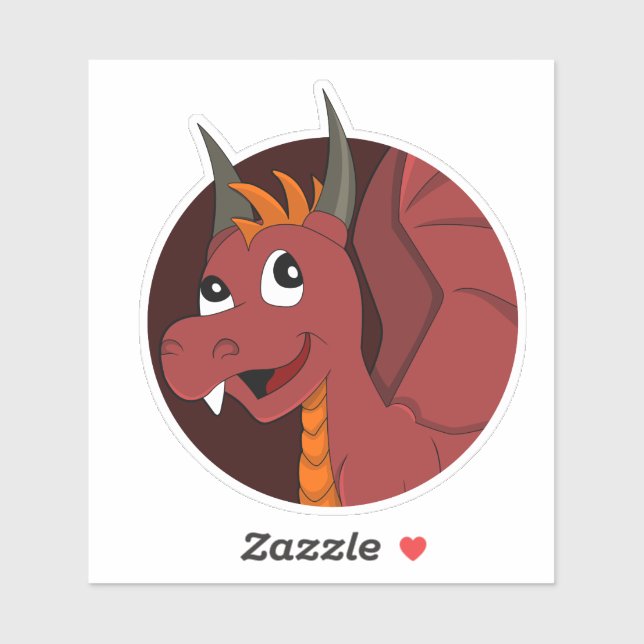 Sticker Caricature de dragon rouge Custom-Cut Vinyl Sticke (Feuille)