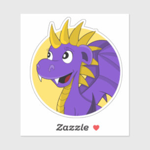 Sticker Caricature de dragon violet Custom-Cut Vinyl Stick