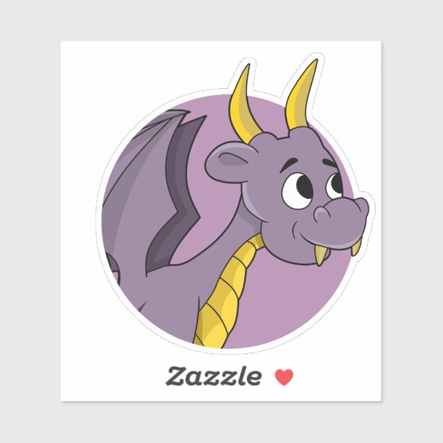 Sticker Caricature de dragon violet Custom-Cut Vinyl Stick (Feuille)