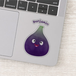 Sticker Caricature de fruits mauve joyeux aux figues