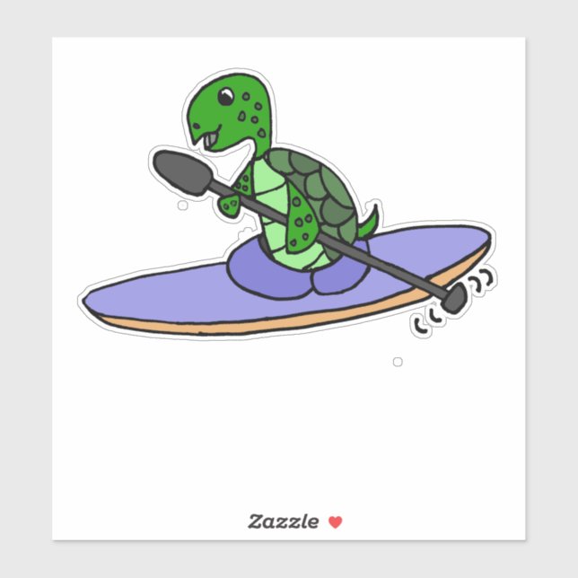 Sticker Caricature de Kayak de tortue de mer (Feuille)