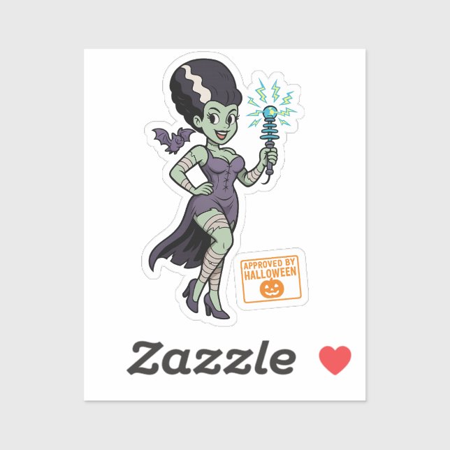 Sticker Caricature de la femme de Frankenstein (Feuille)