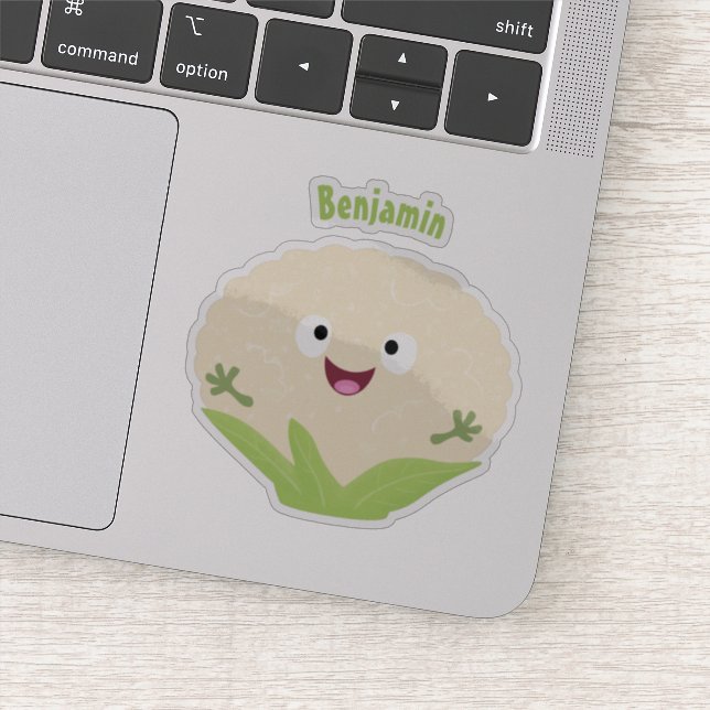 Sticker Caricature de légume de chou-fleur joyeux (Détail)