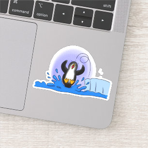 Sticker Caricature de manchot joyeux sautant