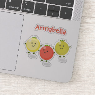 Sticker Caricature de tomates cerises en saut mou