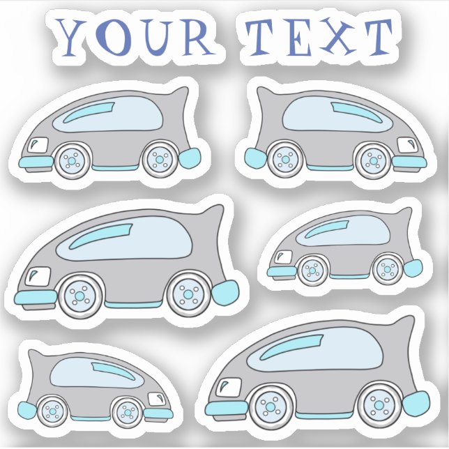 Sticker Caricature de voiture de course mignonne Nom de de (Devant)
