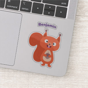 Sticker Caricature d'écureuil rouge mignon