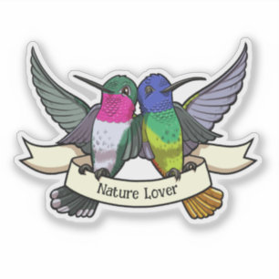 Sticker Caricature des colibris colorés de la nature