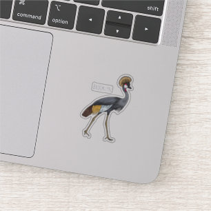 Sticker Caricature d'oiseau de grue couronné gris