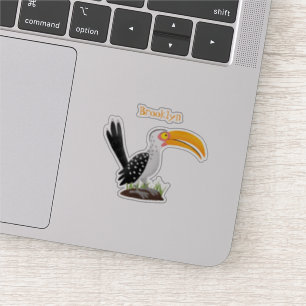 Sticker Caricature d'oiseau de safari de barbecue jaune am