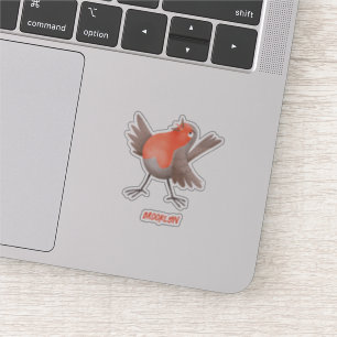 Sticker Caricature d'oiseau rouge chantant mignon