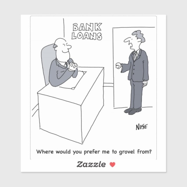 Sticker Caricature du bureau des prêts bancaires (Feuille)