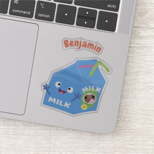 Sticker Caricature en carton de lait joyeux