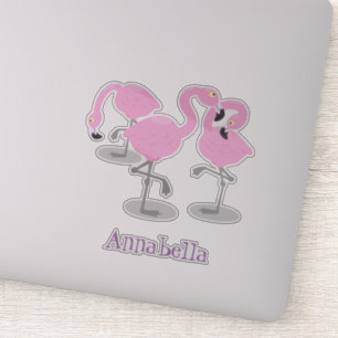 Sticker Caricature en trio flamand rose mou