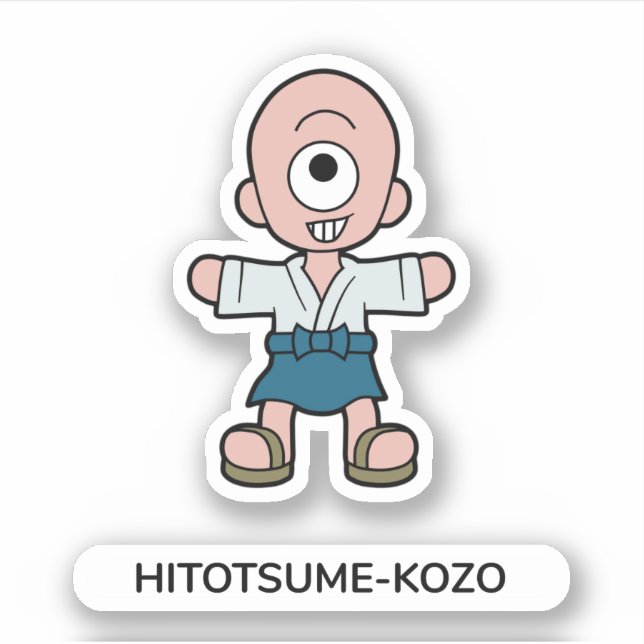 Sticker Caricature japonaise Yokai Hitotsume-kozo à un oei (Devant)