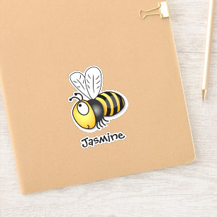 Sticker Caricature jaune d'abeille volante adorable