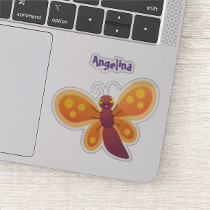 Sticker Caricature joli papillon orange