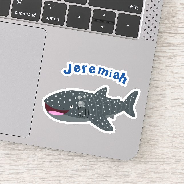 Sticker Caricature joli requin baleine joyeux (Détail)