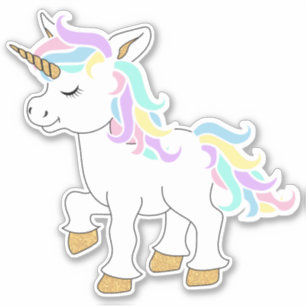 Sticker Caricature mignonne Unicorn - Kiss-Cut