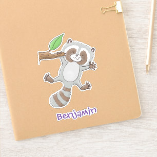 Sticker Caricature pour bébé au raton laveur joyeux