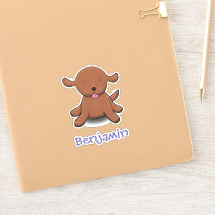 Sticker Caricature pour chien de chiot brun mignon