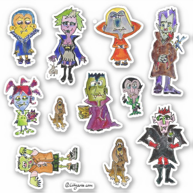 Sticker Caricature Vampire et Bloodhound (Devant)